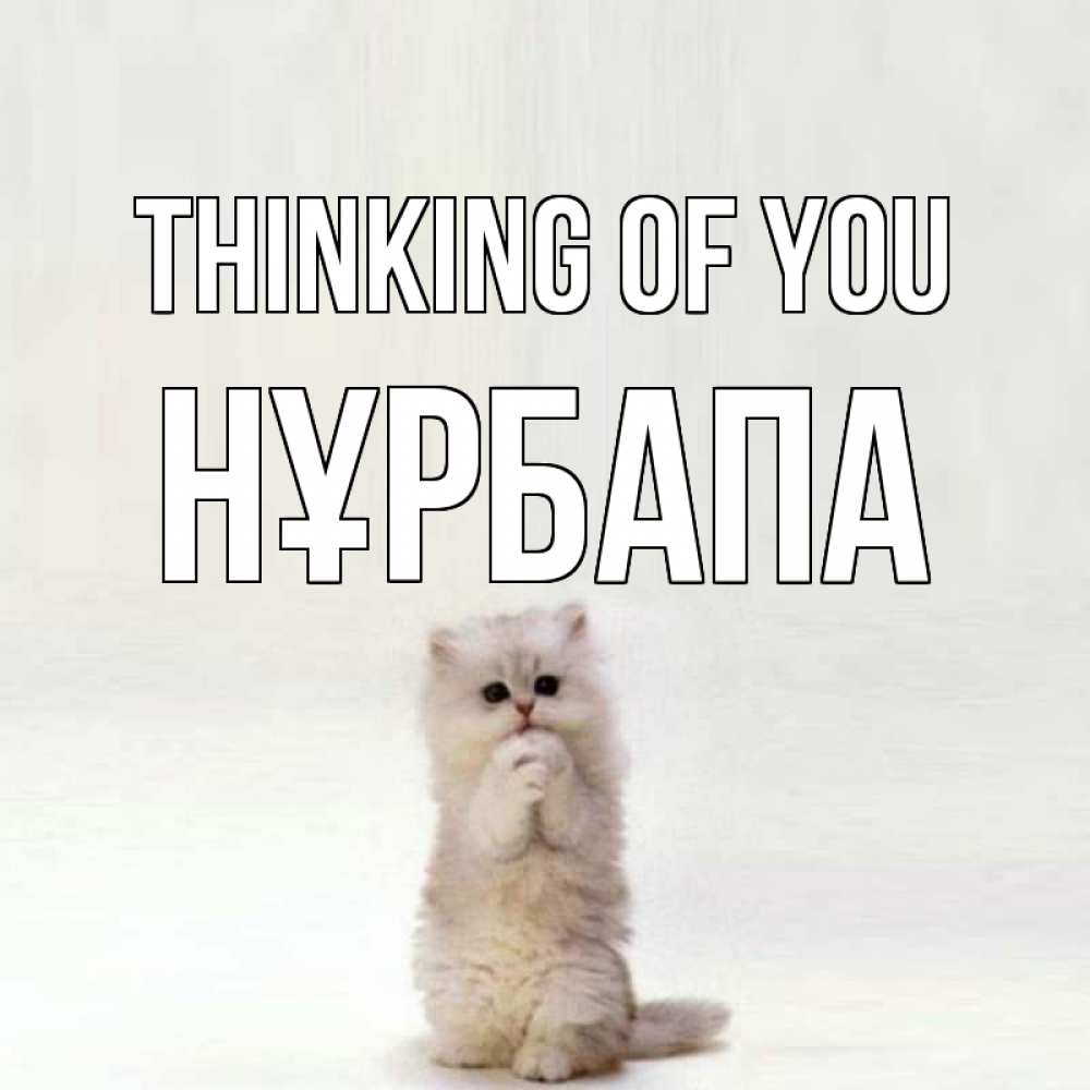 Greetings card с именем, НҰРБАПА Thinking of you кот стоит на задних лапах Greetings with text for free download 