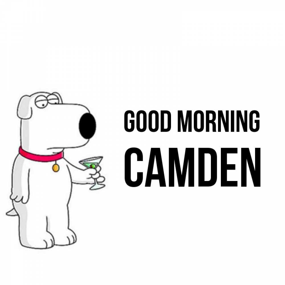 Greetings card с именем, Camden Good morning герои мультфильмов белый пес Greetings with text for free download 