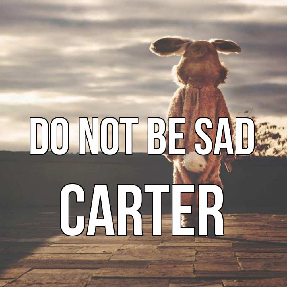 Greetings card с именем, Carter Do not be sad со спины Greetings with text for free download 