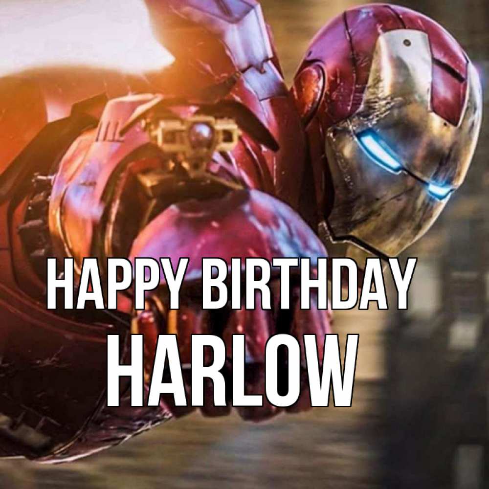 Greetings card с именем, Harlow Happy Birthday марвел супергерои в костюме Greetings with text for free download 