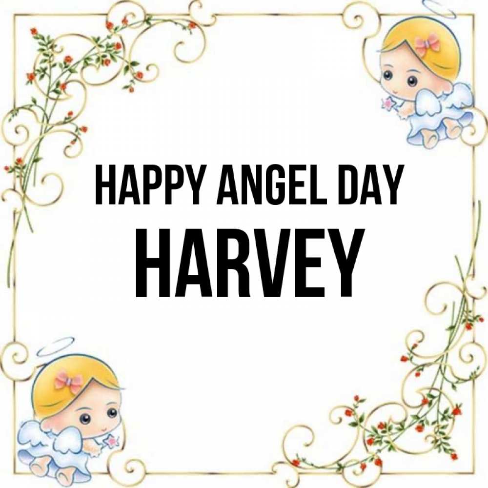 Greetings card с именем, Harvey happy angel day девочки ангелы Greetings with text for free download 