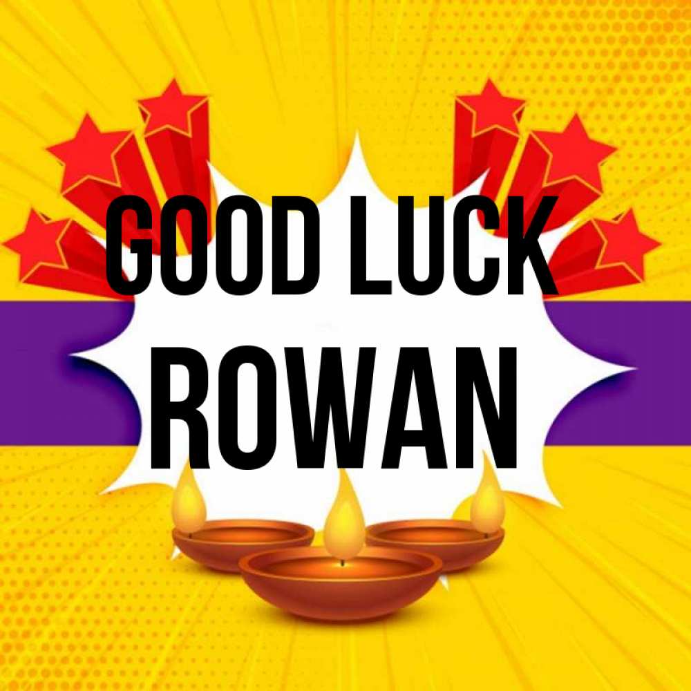 Greetings card с именем, Rowan Good luck векторное изображение Greetings with text for free download 