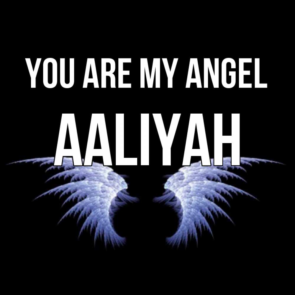 Greetings card с именем, Aaliyah You are my angel ангельские крылья на черном фоне Greetings with text for free download 