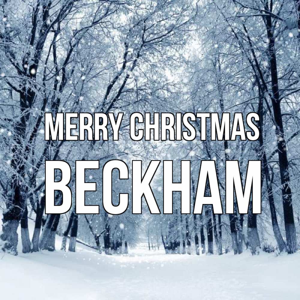 Greetings card с именем, Beckham Merry Christmas снег, лес, парк Greetings with text for free download 