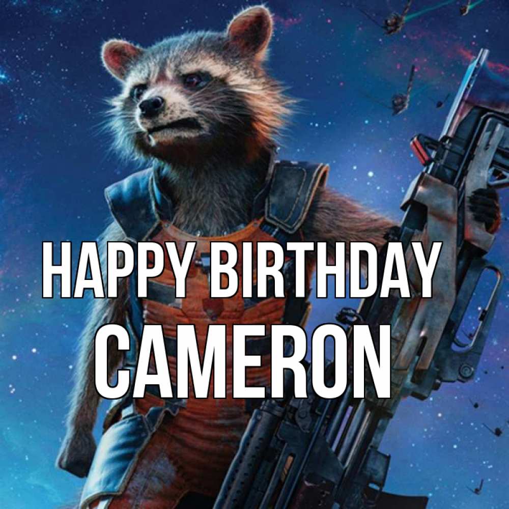 Greetings card с именем, Cameron Happy Birthday реактивный Рокета Greetings with text for free download 