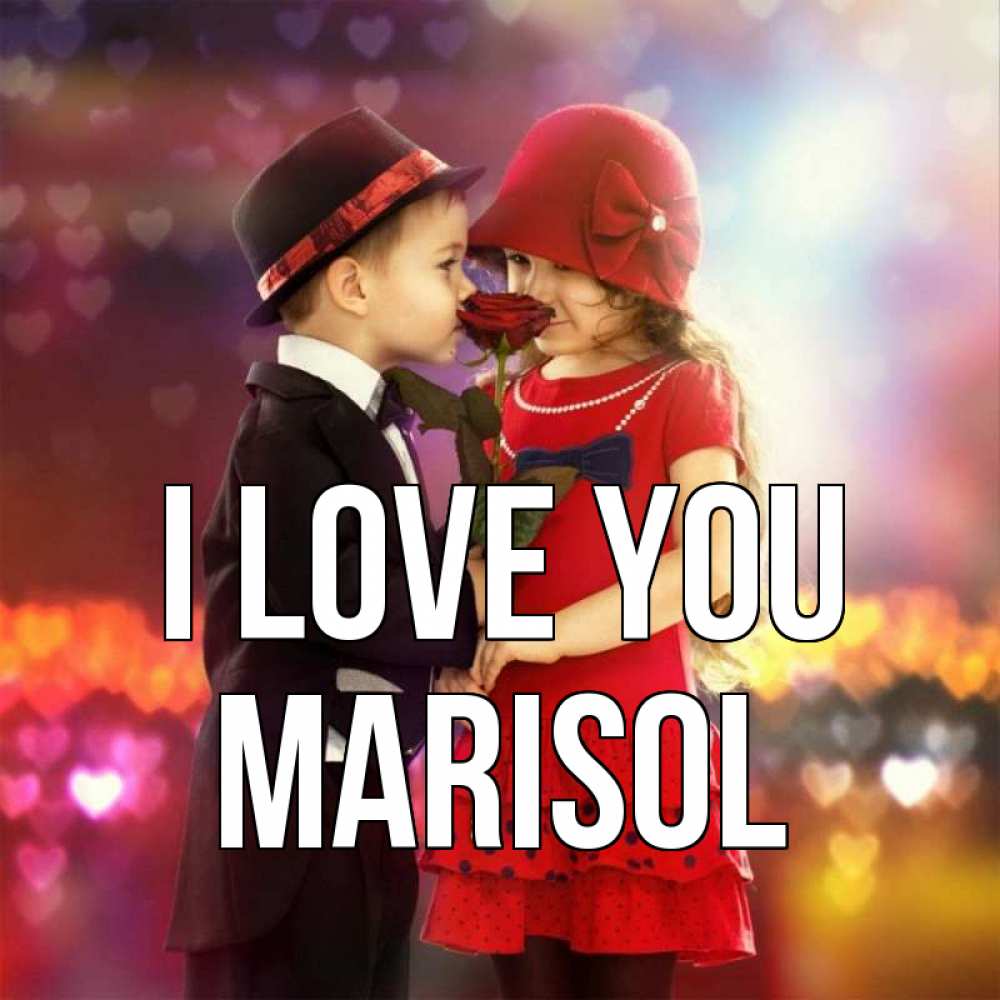 Greetings card с именем, Marisol I love you черное и красное и роза Greetings with text for free download 