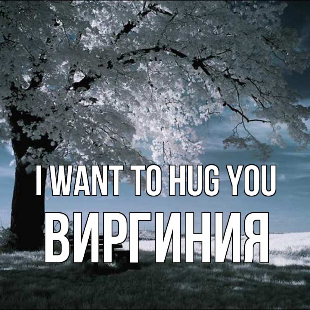 Greetings card с именем, Виргиния I want to hug you дерево Greetings with text for free download 
