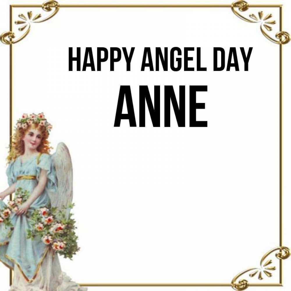 Greetings card с именем, Anne happy angel day с именинами от девушки ангела Greetings with text for free download 