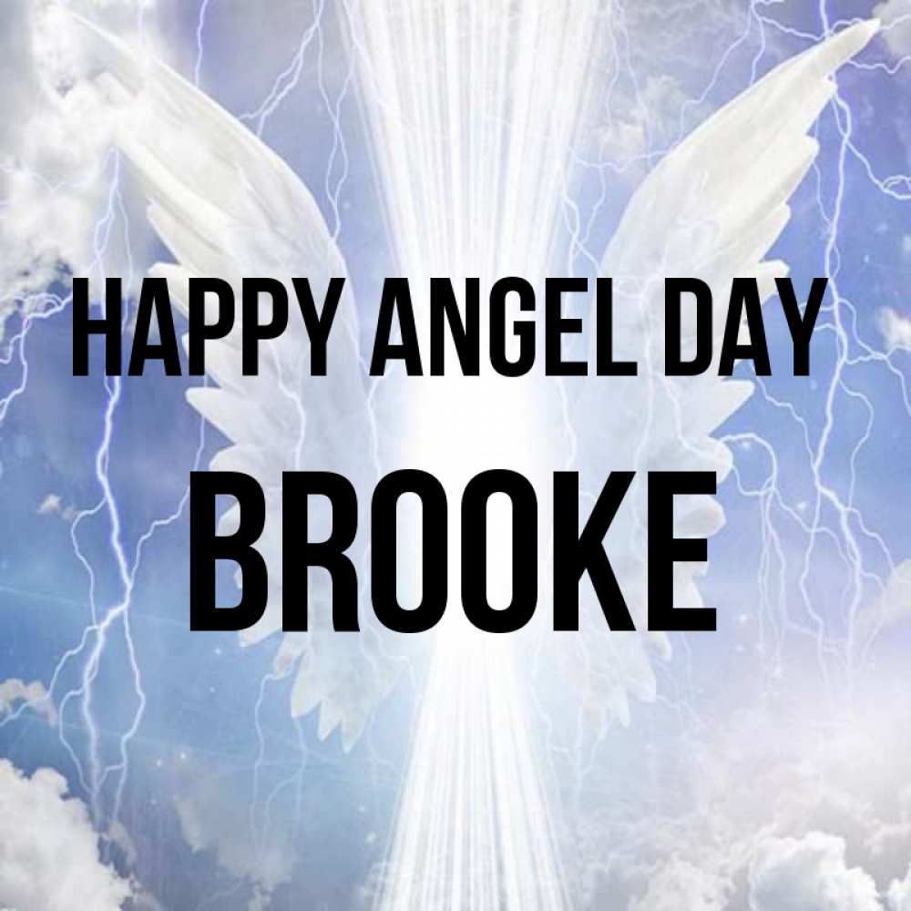 Greetings card с именем, Brooke happy angel day молнии на небе и свет Greetings with text for free download 