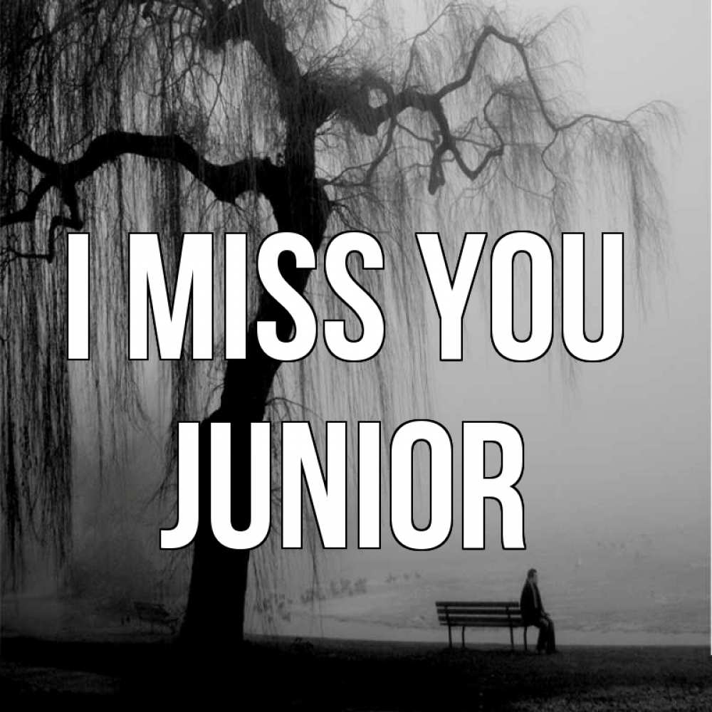 Greetings card с именем, Junior I miss you лавочка под деревом я жду тебя Greetings with text for free download 