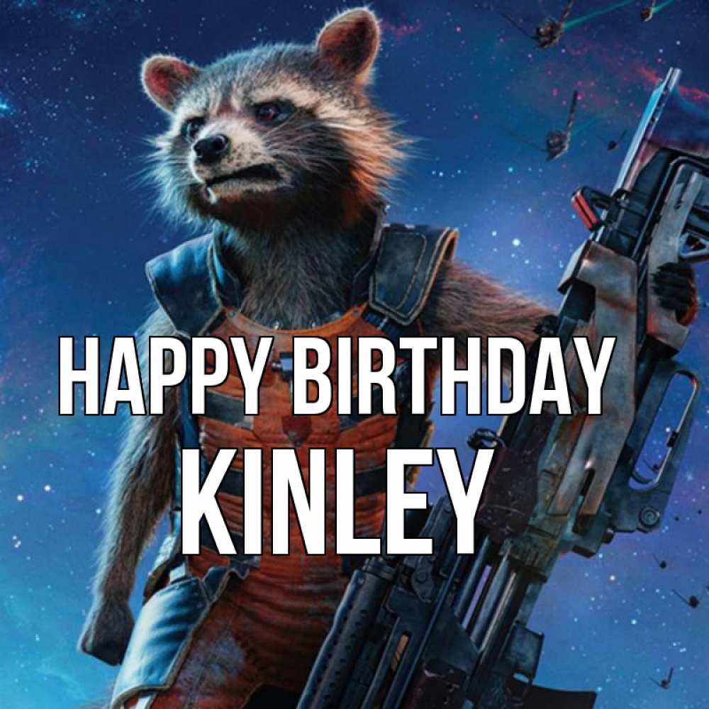 Greetings card с именем, Kinley Happy Birthday реактивный Рокета Greetings with text for free download 
