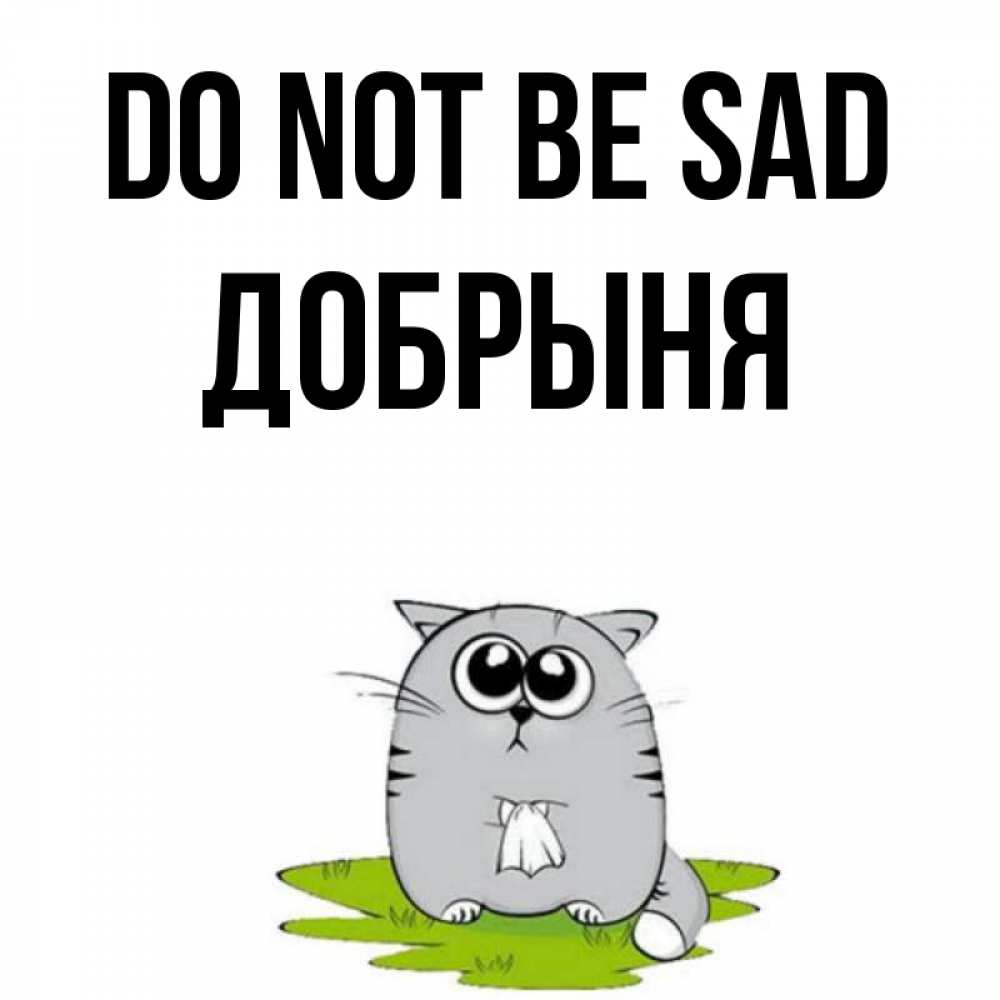 Greetings card с именем, Добрыня Do not be sad грустный котяра Greetings with text for free download 