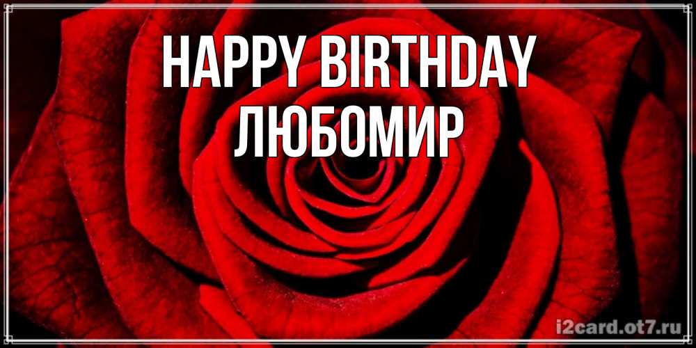 Greetings card с именем, Любомир Happy Birthday алая роза Greetings with text for free download 