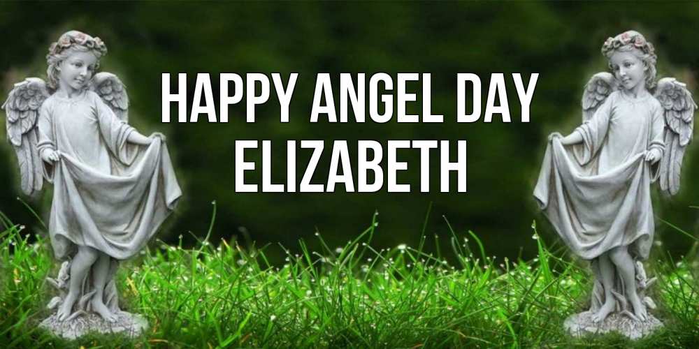 Greetings card с именем, Elizabeth happy angel day небо, ангел, девушка Greetings with text for free download 