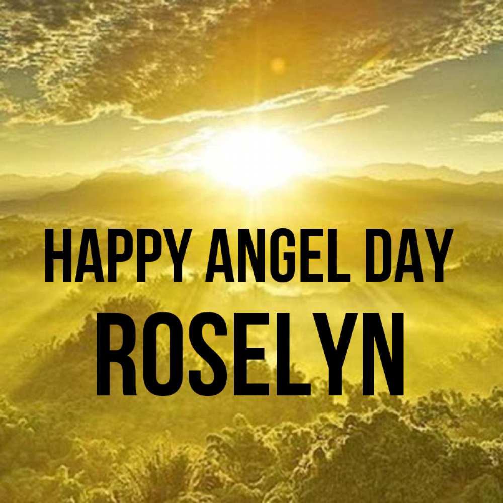 Greetings card с именем, Roselyn happy angel day леса и небо в желтом Greetings with text for free download 