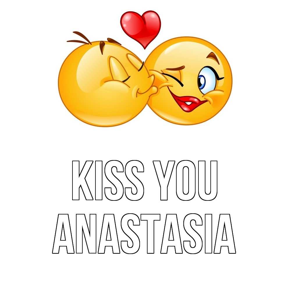 Greetings card с именем, Anastasia Kiss you губы и белые зубы Greetings with text for free download 