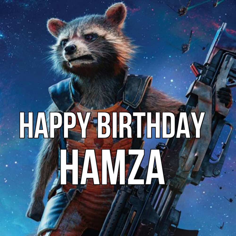 Greetings card с именем, Hamza Happy Birthday реактивный Рокета Greetings with text for free download 