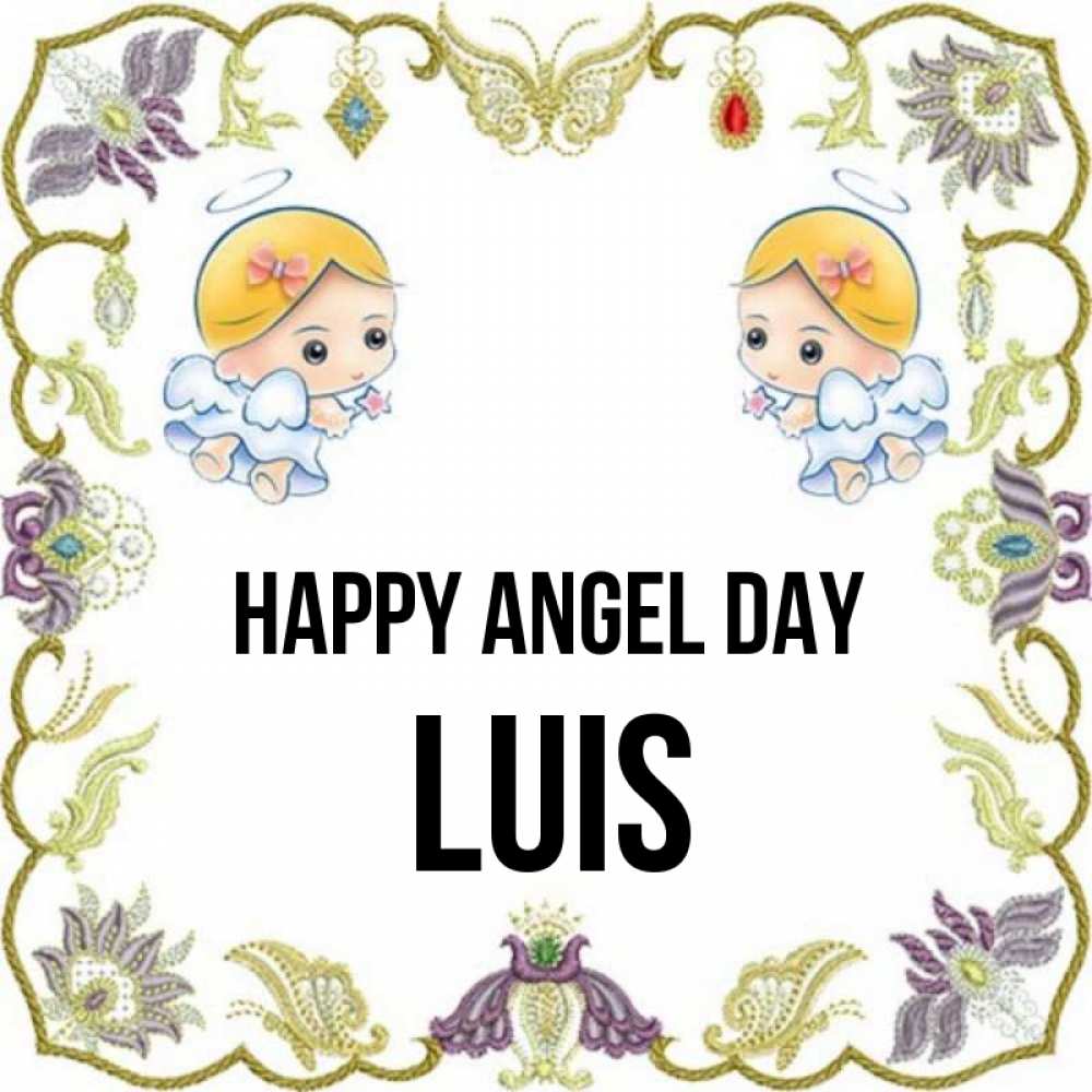 Greetings card с именем, Luis happy angel day маленькие ангелы с крылышками Greetings with text for free download 