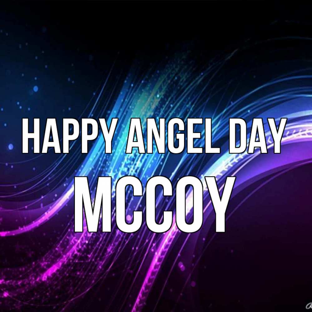 Greetings card с именем, Mccoy happy angel day фиолетовый фон Greetings with text for free download 