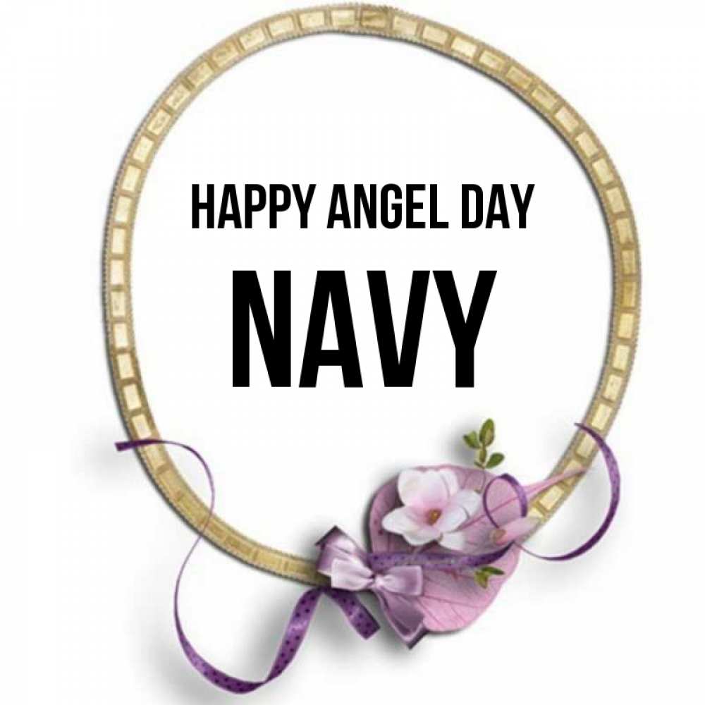 Greetings card с именем, Navy happy angel day золотая рамочка Greetings with text for free download 