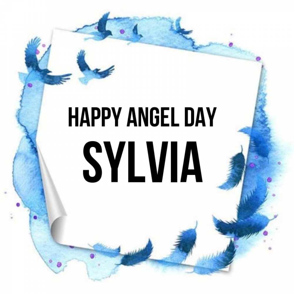 Greetings card с именем, Sylvia happy angel day красивые птицы летят Greetings with text for free download 