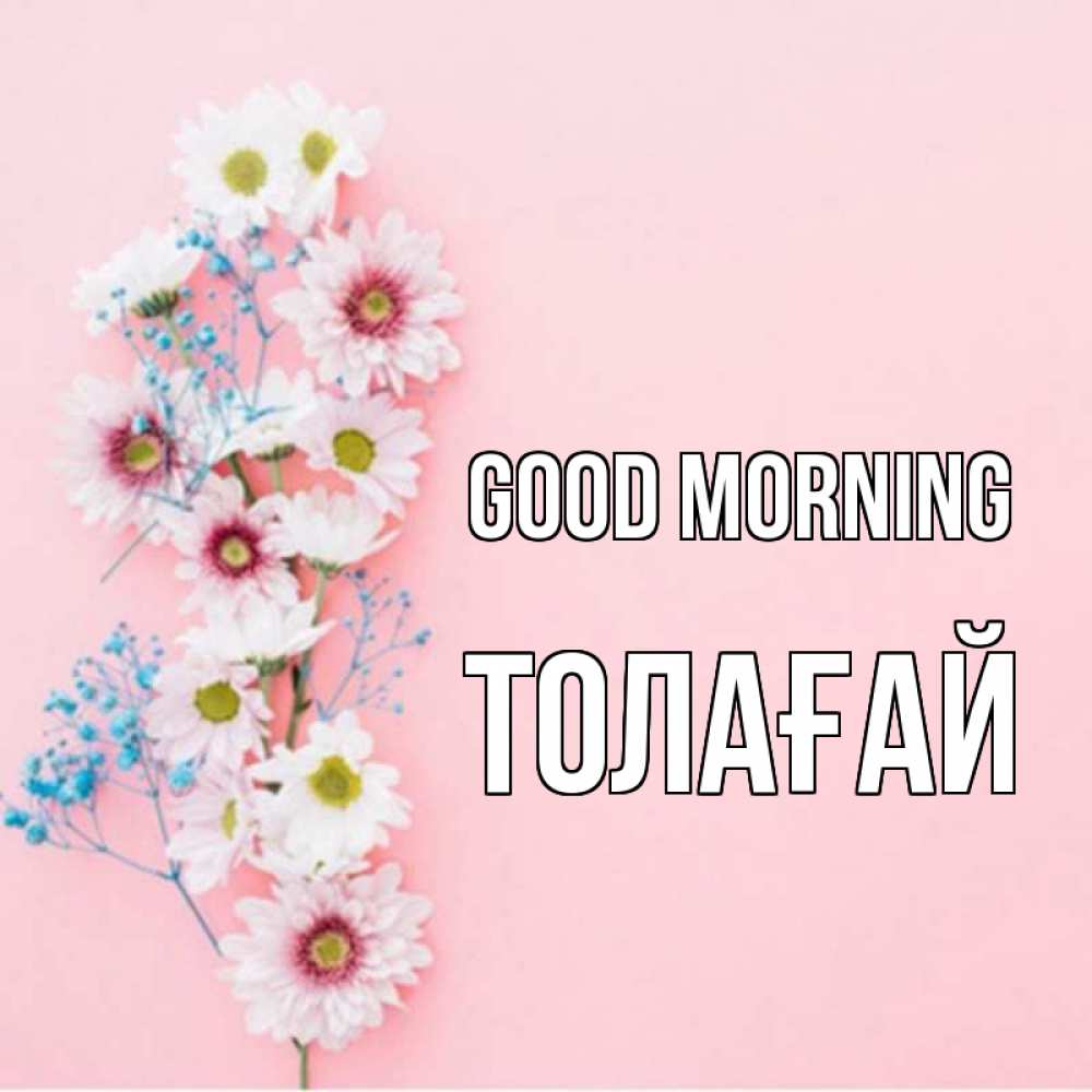 Greetings card с именем, ТОЛАҒАЙ Good morning цветы с подписью Greetings with text for free download 
