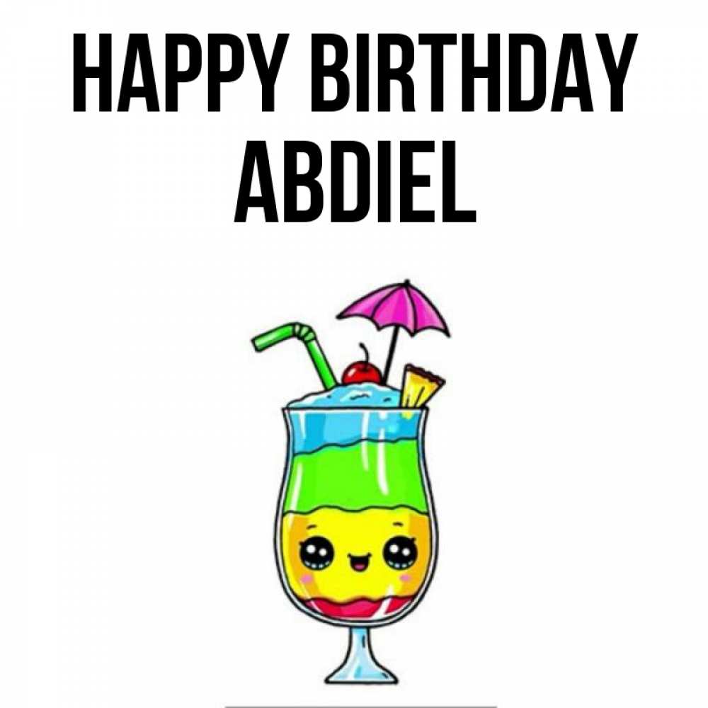 Greetings card с именем, Abdiel Happy Birthday с зонтиком Greetings with text for free download 