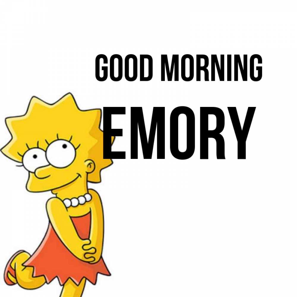 Greetings card с именем, Emory Good morning в платье и ожерелье Greetings with text for free download 