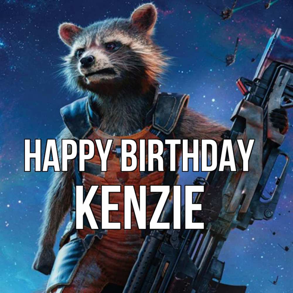 Greetings card с именем, Kenzie Happy Birthday реактивный Рокета Greetings with text for free download 