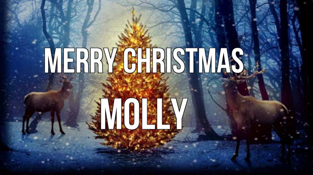 Greetings card с именем, Molly Merry Christmas олени, новогодняя елка Greetings with text for free download 