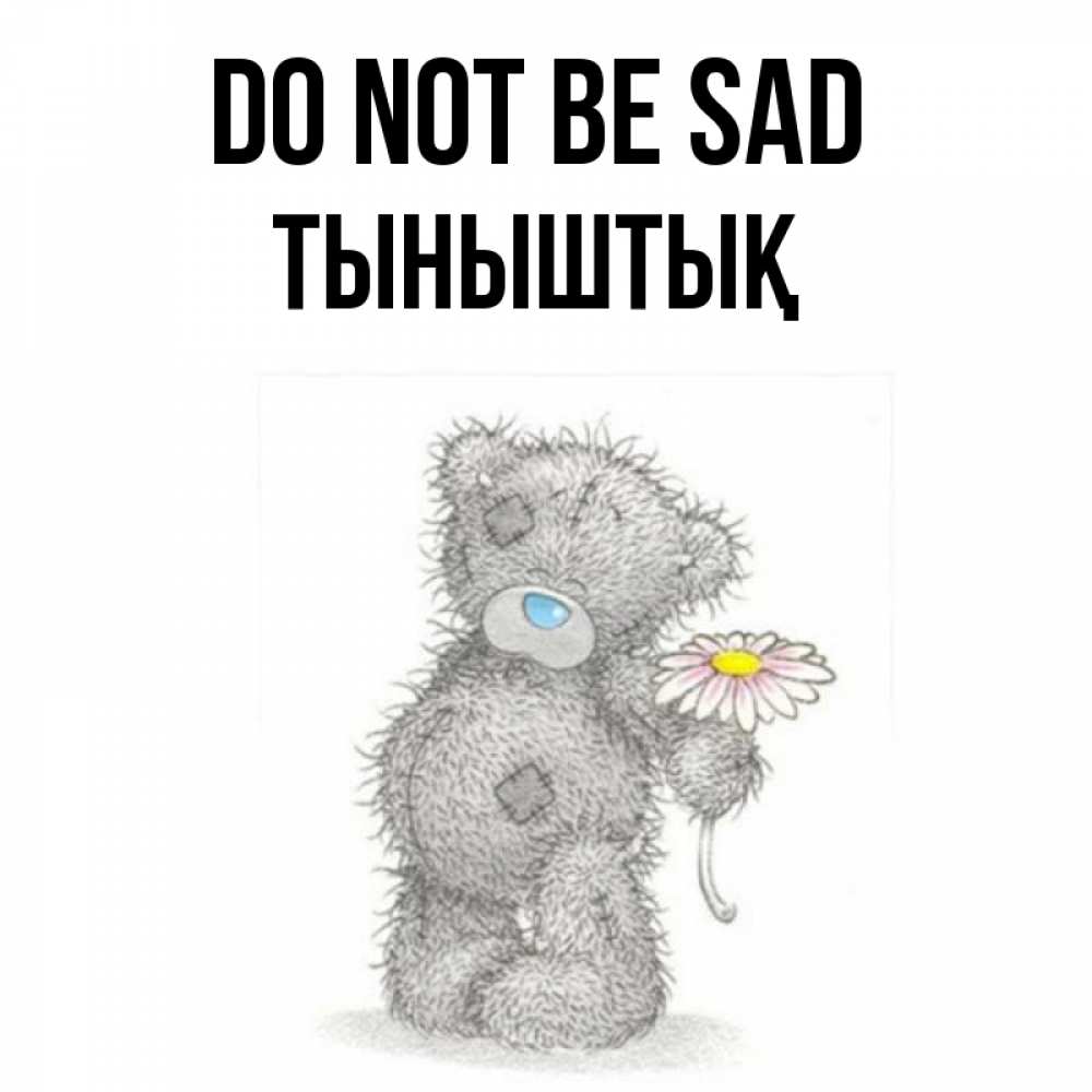 Greetings card с именем, ТЫНЫШТЫҚ Do not be sad Плюшевый медвежонок с заплатками Greetings with text for free download 