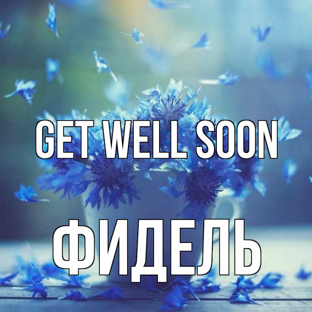 Greetings card с именем, Фидель Get well soon кружка с зельем и цветами Greetings with text for free download 