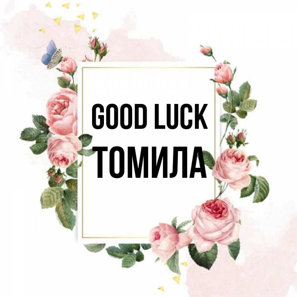 Greetings card с именем, Томила Good luck розовые розы Greetings with text for free download 