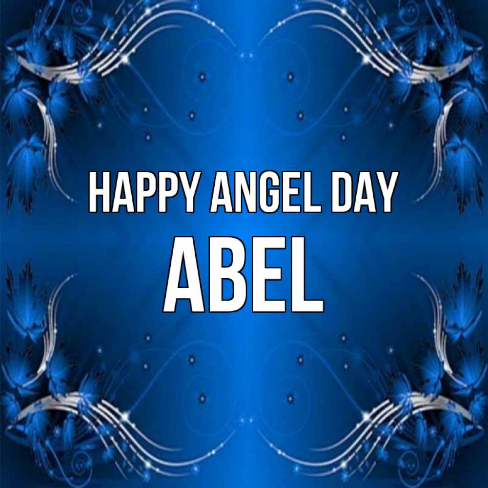 Greetings card с именем, Abel happy angel day красивая рамочка с узорами Greetings with text for free download 