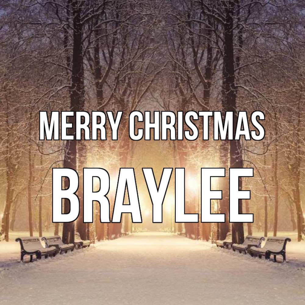 Greetings card с именем, Braylee Merry Christmas зима, парк, фонарь, лес Greetings with text for free download 