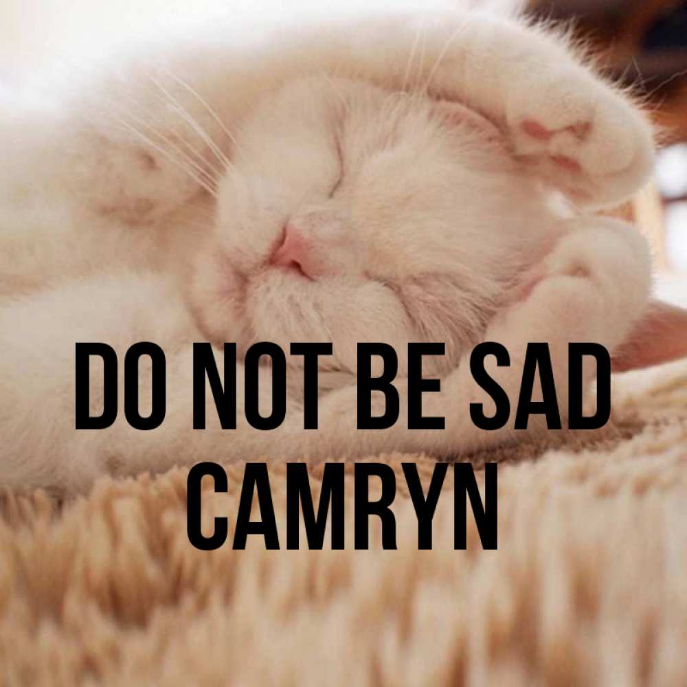 Greetings card с именем, Camryn Do not be sad Котенок спит Greetings with text for free download 