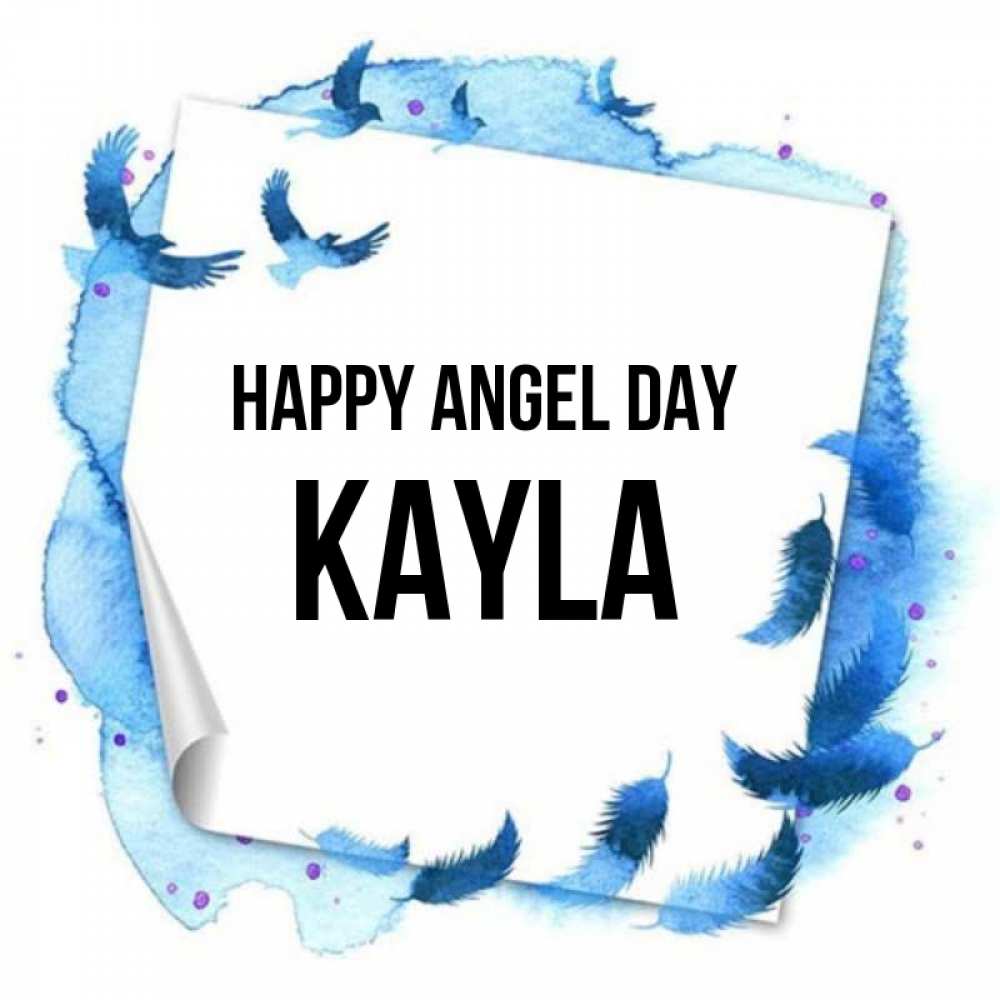 Greetings card с именем, Kayla happy angel day красивые птицы летят Greetings with text for free download 