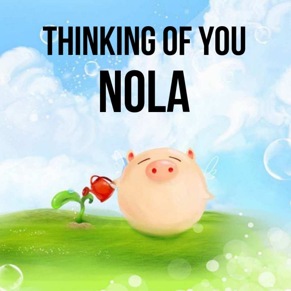Greetings card с именем, Nola Thinking of you позитивная свинюшка Greetings with text for free download 