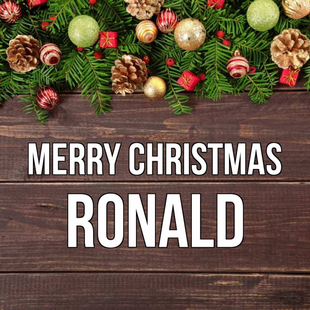 Greetings card с именем, Ronald Merry Christmas с рождеством Greetings with text for free download 