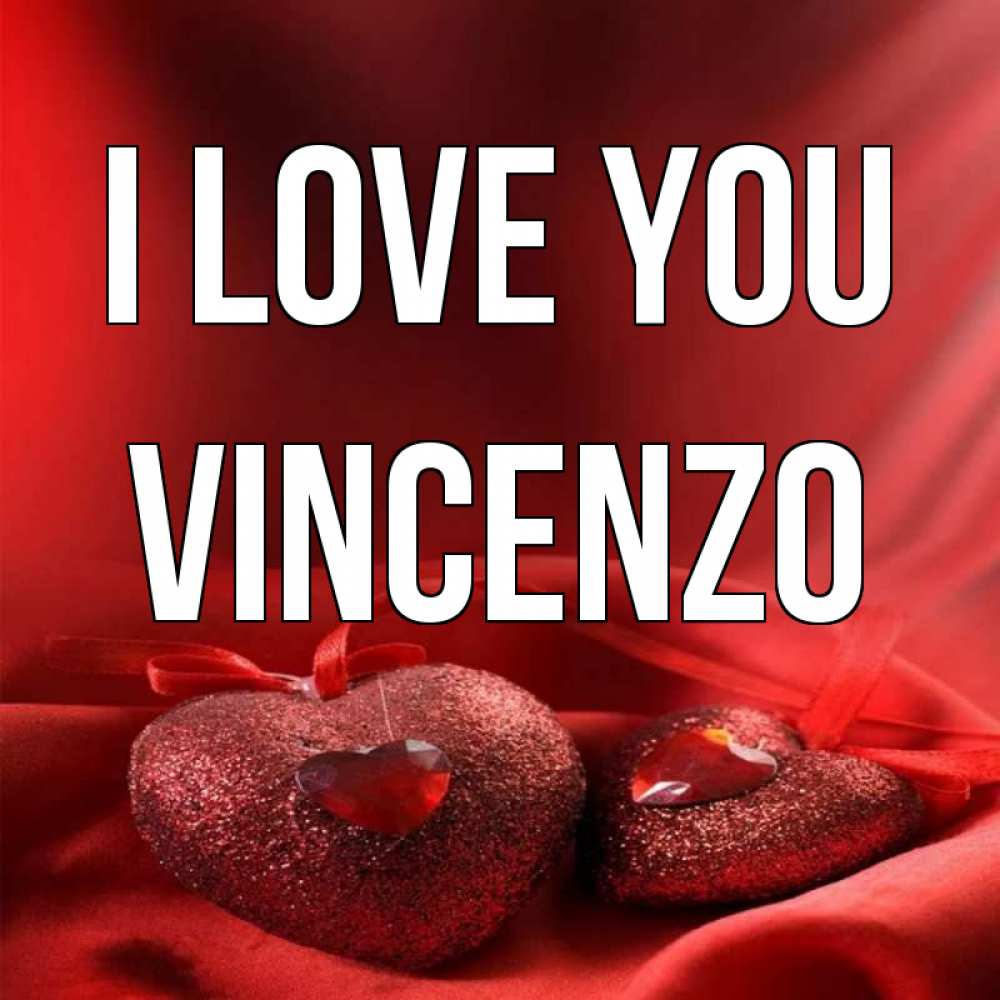 Greetings card с именем, Vincenzo I love you с лентами Greetings with text for free download 