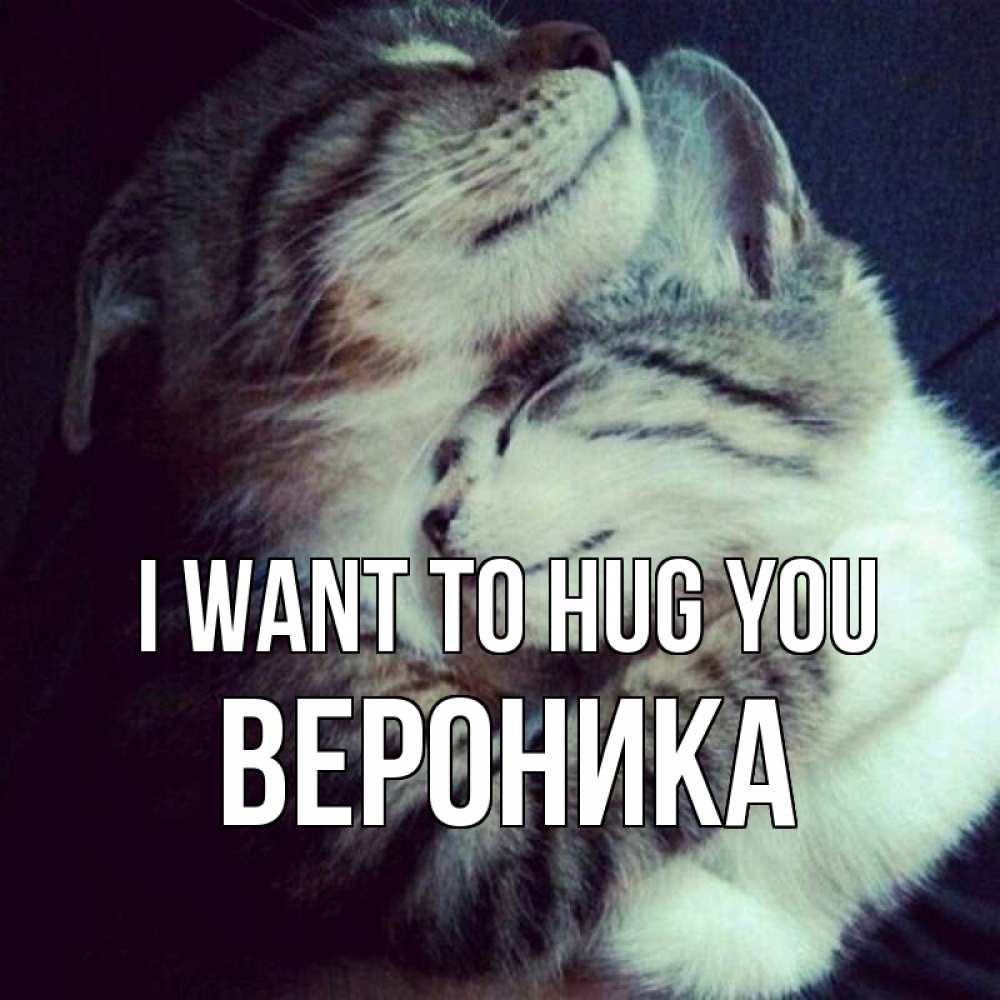 Greetings card с именем, Вероника I want to hug you полосатики Greetings with text for free download 