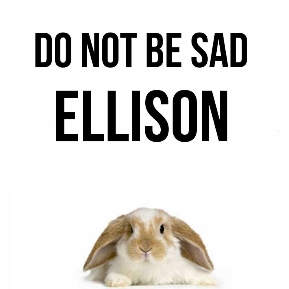 Greetings card с именем, Ellison Do not be sad коричнево белый заяц с большими ушками Greetings with text for free download 