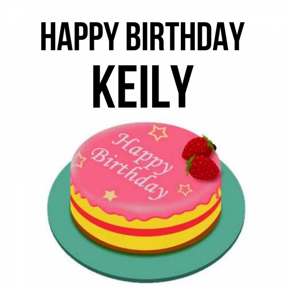 Greetings card с именем, Keily Happy Birthday торт, клубника, днюха Greetings with text for free download 
