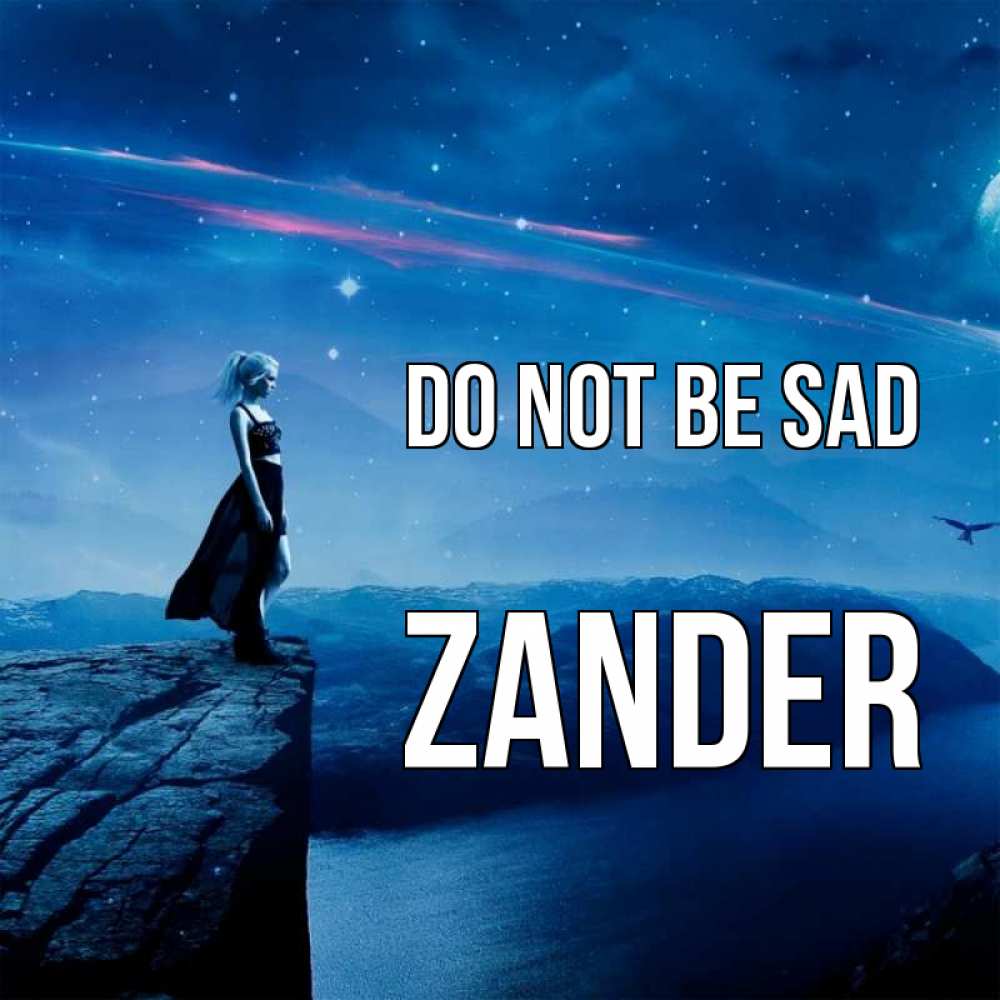 Greetings card с именем, Zander Do not be sad вода и скала Greetings with text for free download 