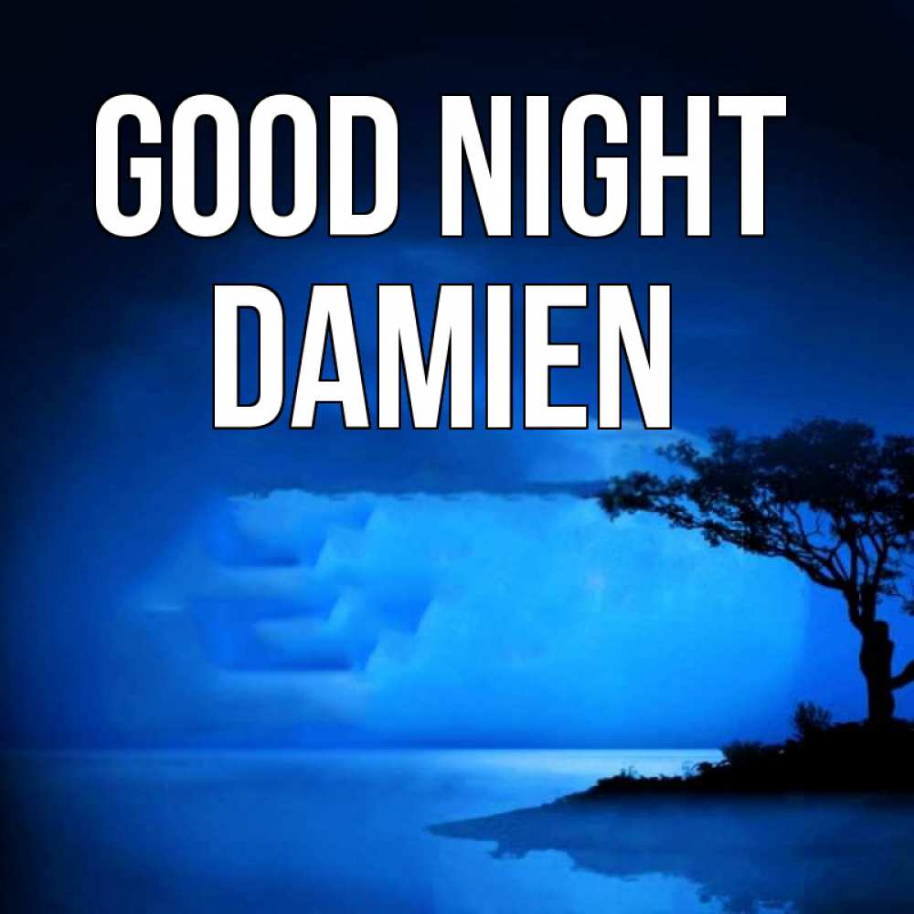 Greetings card с именем, Damien Good night ночное побережье Greetings with text for free download 