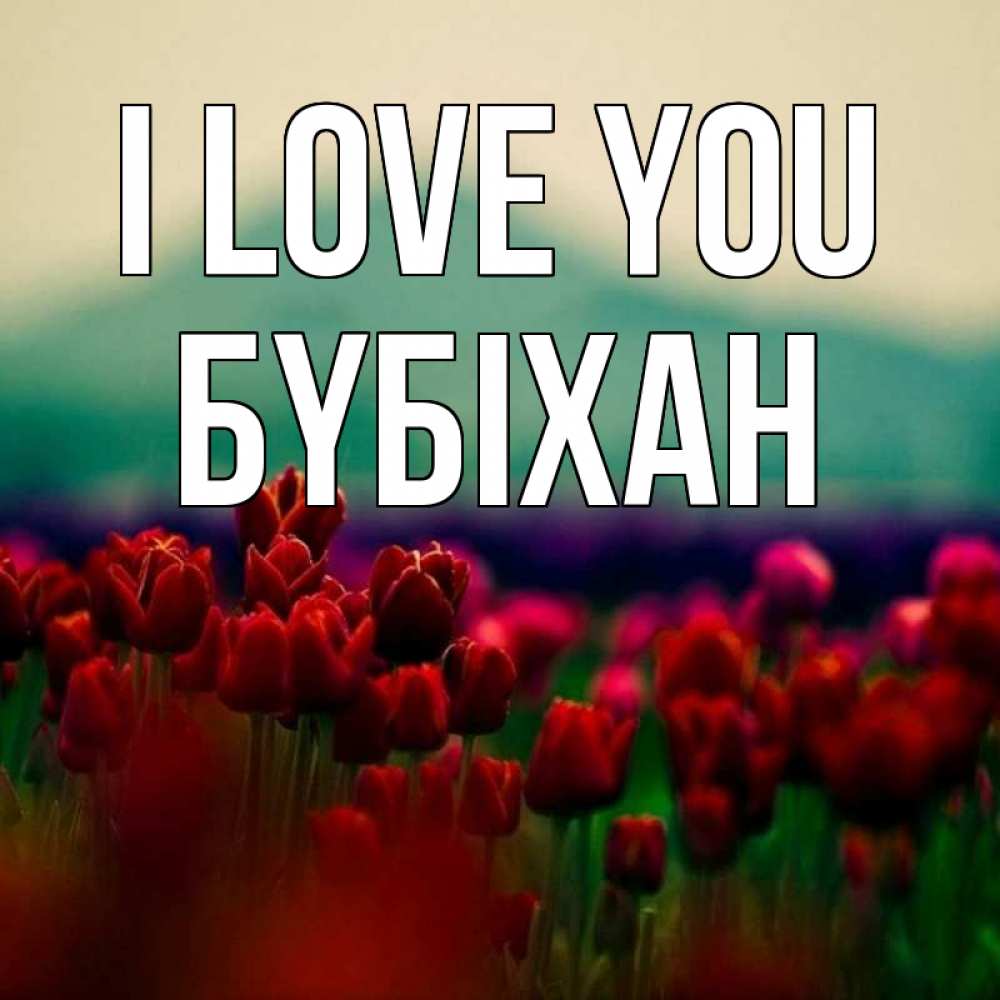 Greetings card с именем, БҮБІХАН I love you тюльпаны 4 Greetings with text for free download 