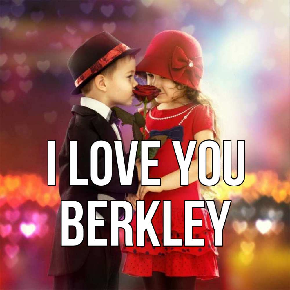 Greetings card с именем, Berkley I love you черное и красное и роза Greetings with text for free download 