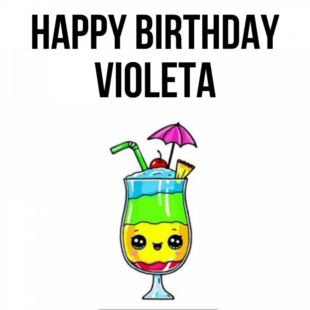 Greetings card с именем, Violeta Happy Birthday с зонтиком Greetings with text for free download 