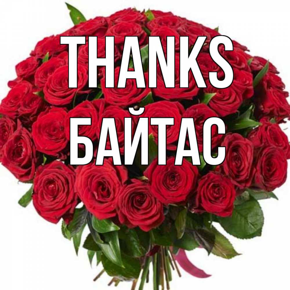 Greetings card с именем, Байтас Thanks букет красных роз Greetings with text for free download 