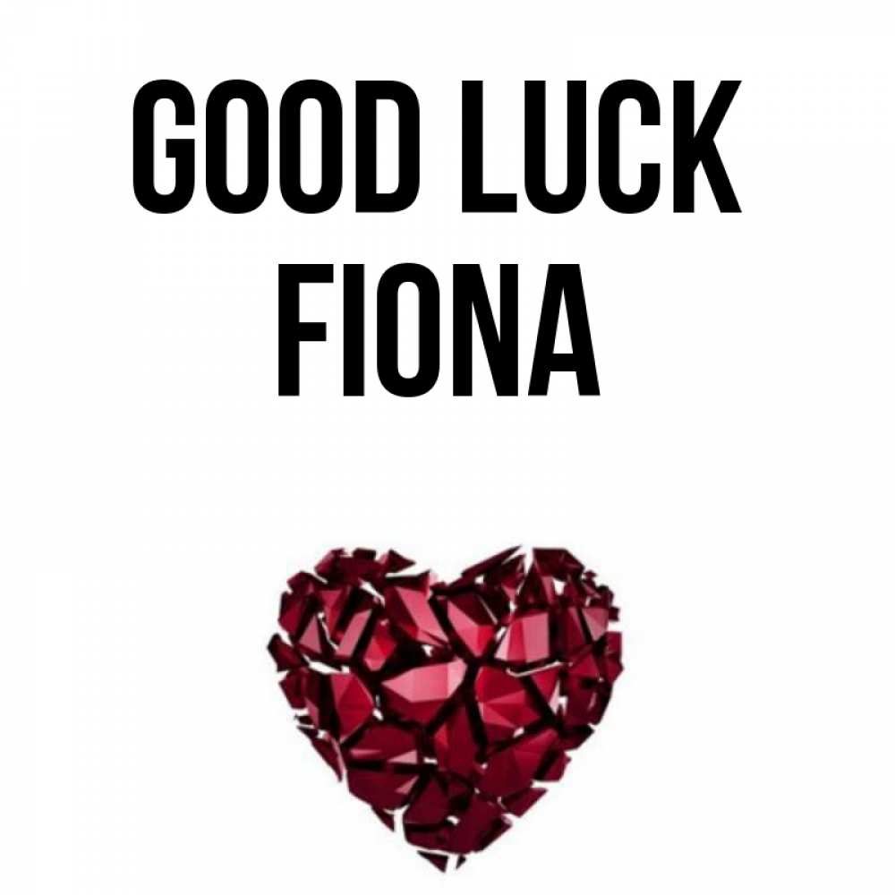 Greetings card с именем, Fiona Good luck бордовое из кристаллов  1 Greetings with text for free download 